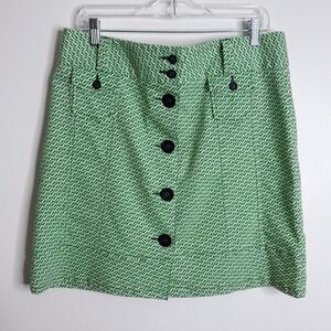 NWOT L.L. Bean Women's 12 Mini Skirt Kelly Green White Mod Retro Preppy Academic